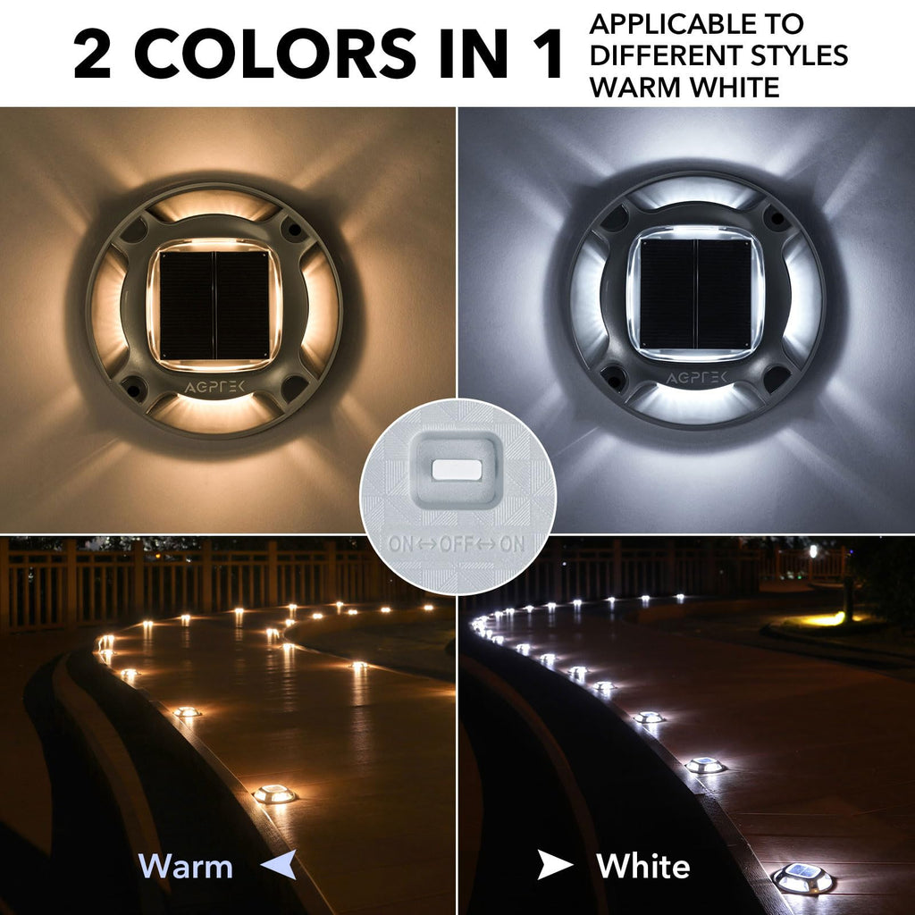 Solar Driveway Lights Outdoor 8 Pack, 2 Color Modes LED Deck Dock