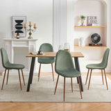 Howtek Dining Chairs Set of 4, Mid Century Modern Green Velvet Upholstered Fabric Kitchen Chairs with Backrest & Metal