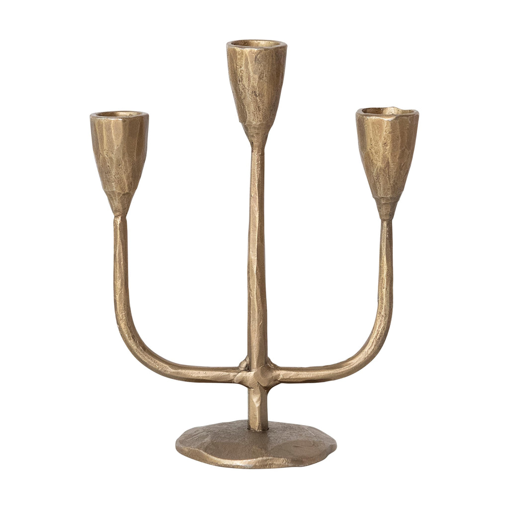 Cast Metal Candelabra, Antique Brass Finish