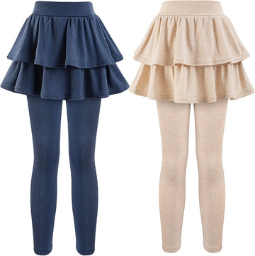 Girls School Uniform Pants Leggings with Skirts Stretch Warm Jegging