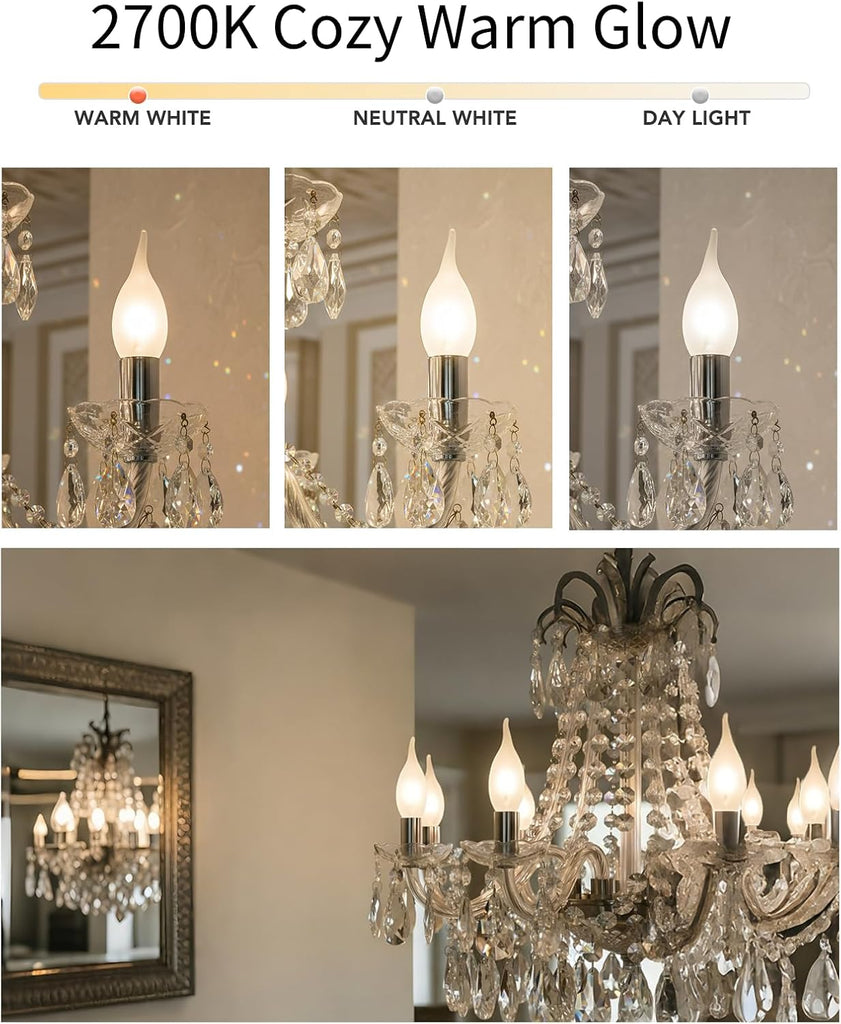 Led Chandelier Light Bulbs, E12 Candelabra Bulb 60 Watt Equivalent