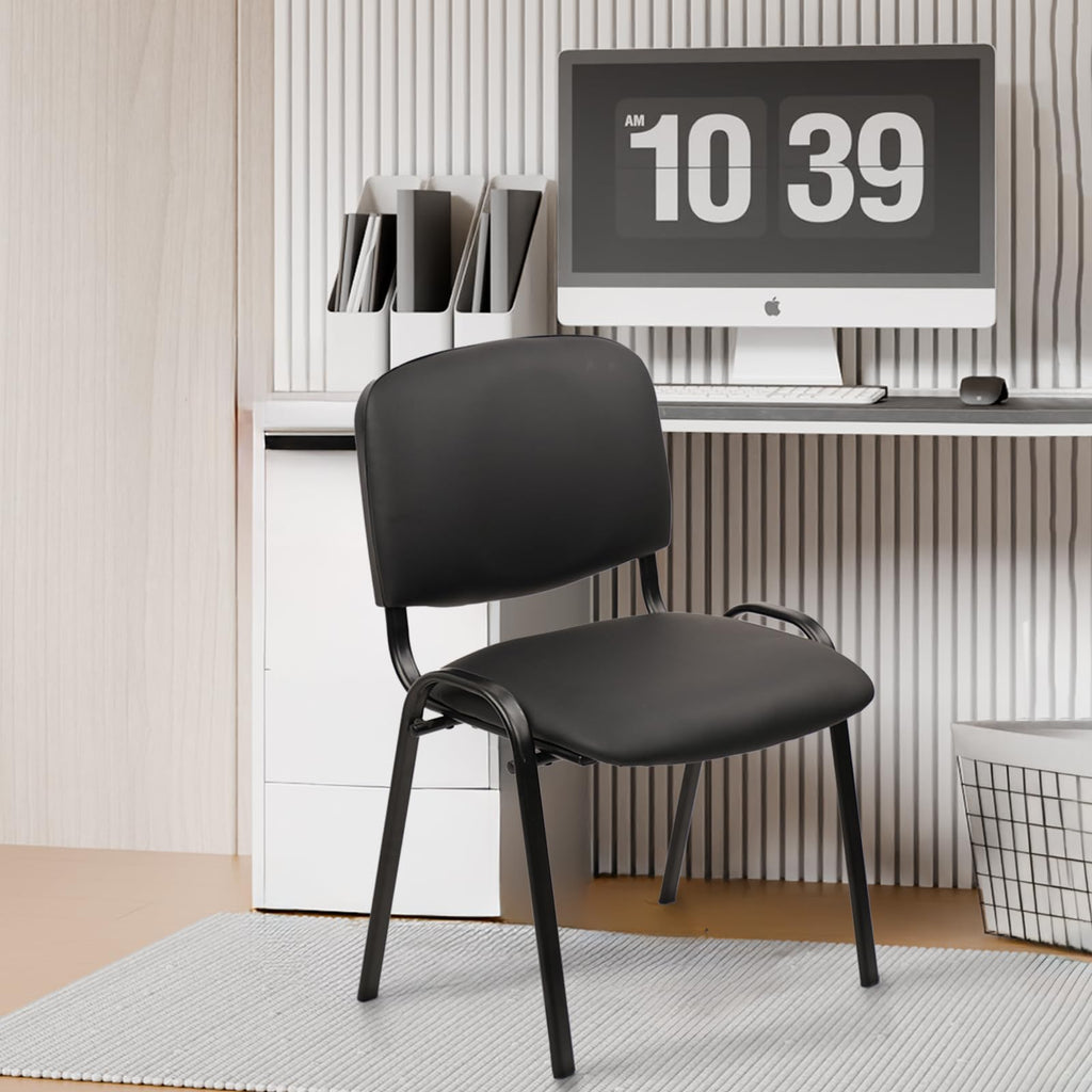 Stackable Waiting Room Chairs, PU Leather Guest Reception Chair with Upholstered Thickene Seat and Back Support