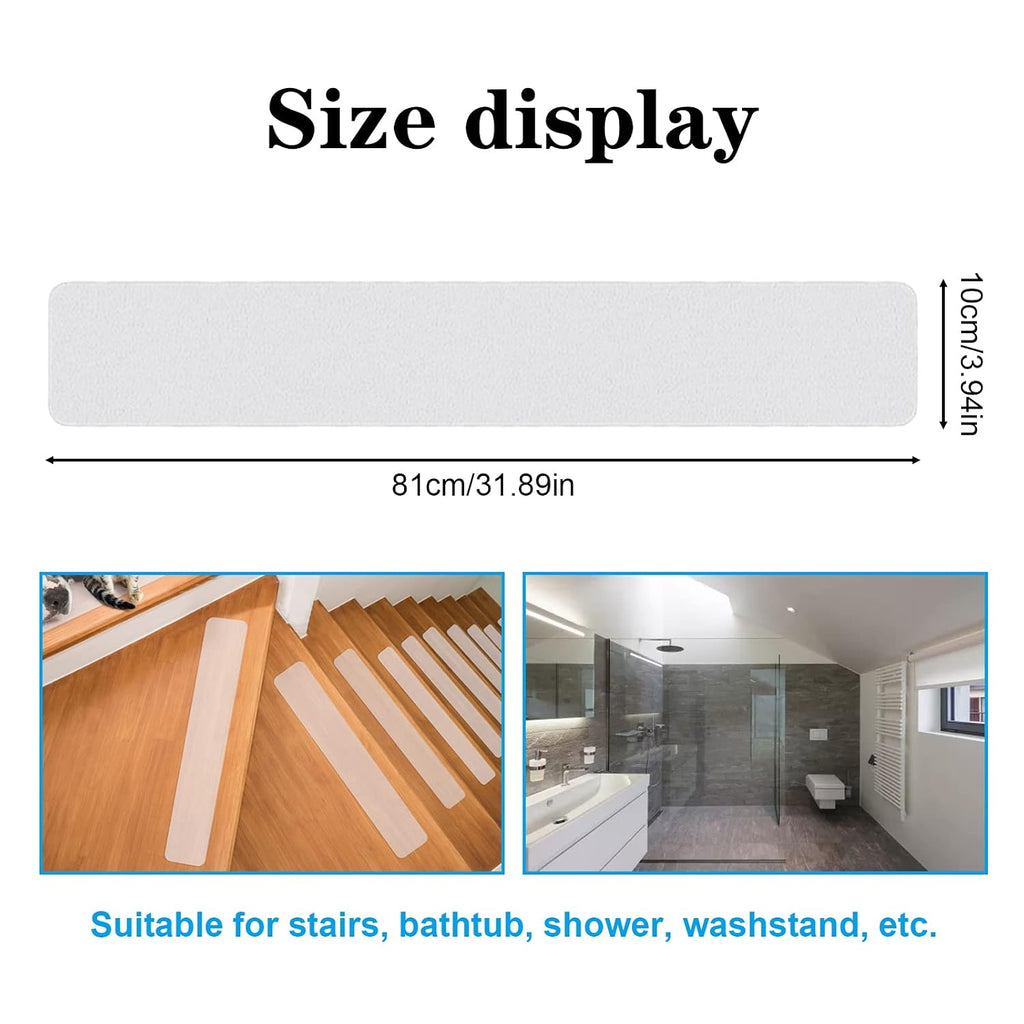 Non-Slip Stair Treads Tape Set, (15-Pack, 32"x4") Clear Anti-Slip Indoor Strips Adhesive Stair Safety Treads for