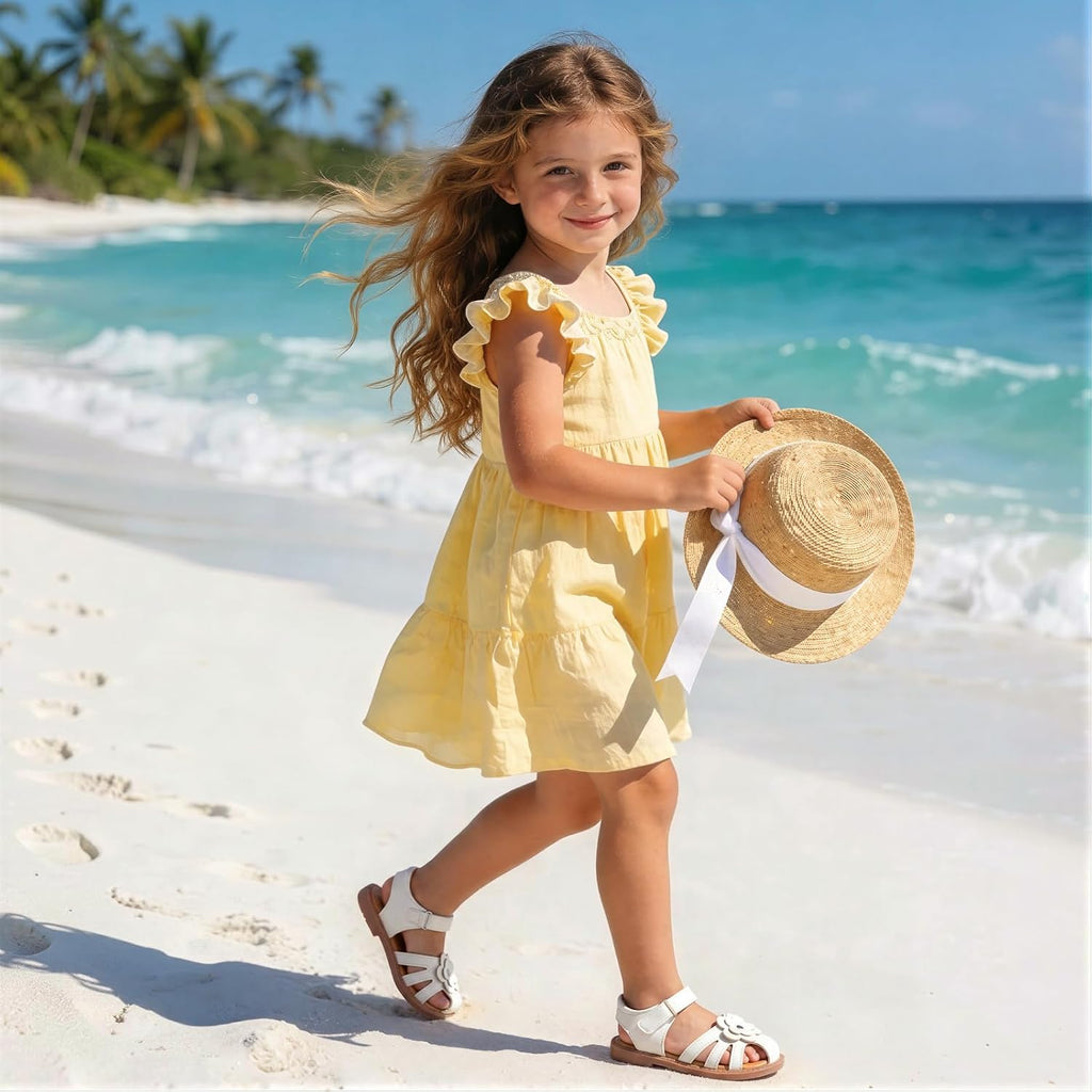Girls Sandals Closed Toe Flower Summer Outdoor Beach Dress Shoes (Toddler/Little Kid)