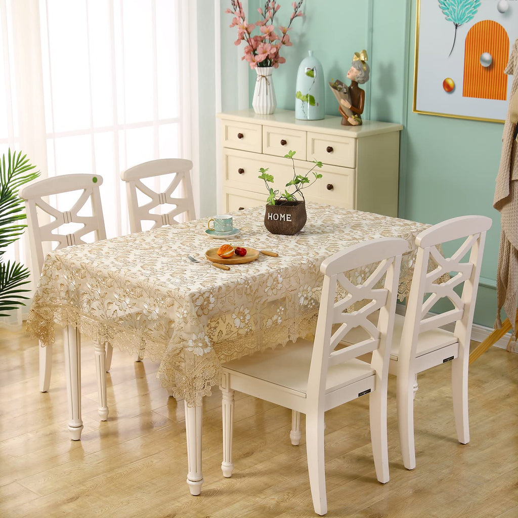 Table Clothes for Rectangle Tables Flower Tablecloth Shabby Chic Embroidered Oblong Table Cover for