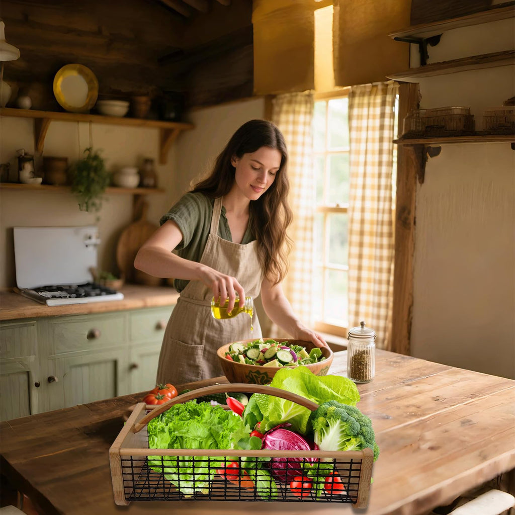 Large Garden Hod Harvest Basket, Durable Wooden Gardening, Supply Suitable, Picnic And Outdoor Picking