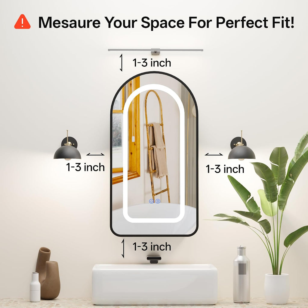 Bathroom Medicine Cabinet with LED Mirror, Anti-Fog Lighted Mirror Cabinet, Recessed or Surface Mount, No Assembly