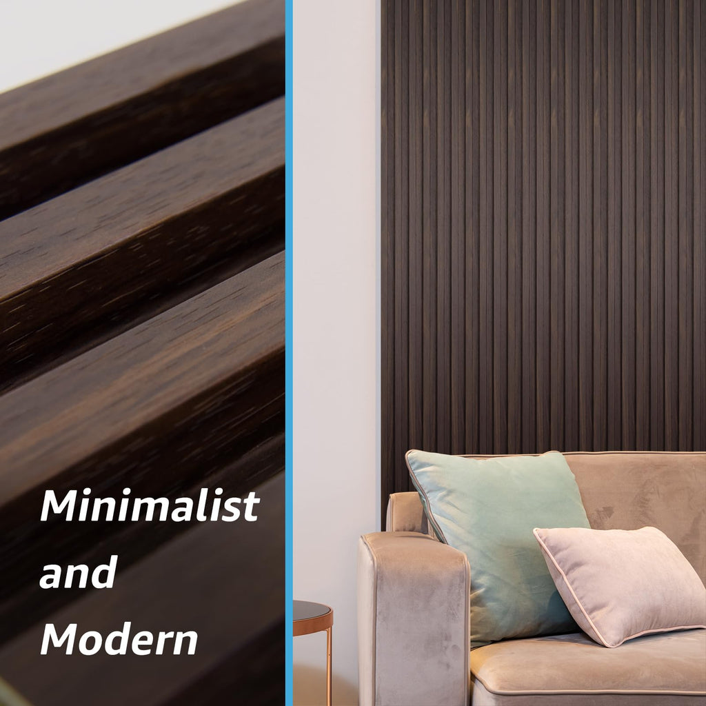96 x 6 Inch WPC Wood Diffuser Slat Wall Panel, 8-Pack, Black Walnut
