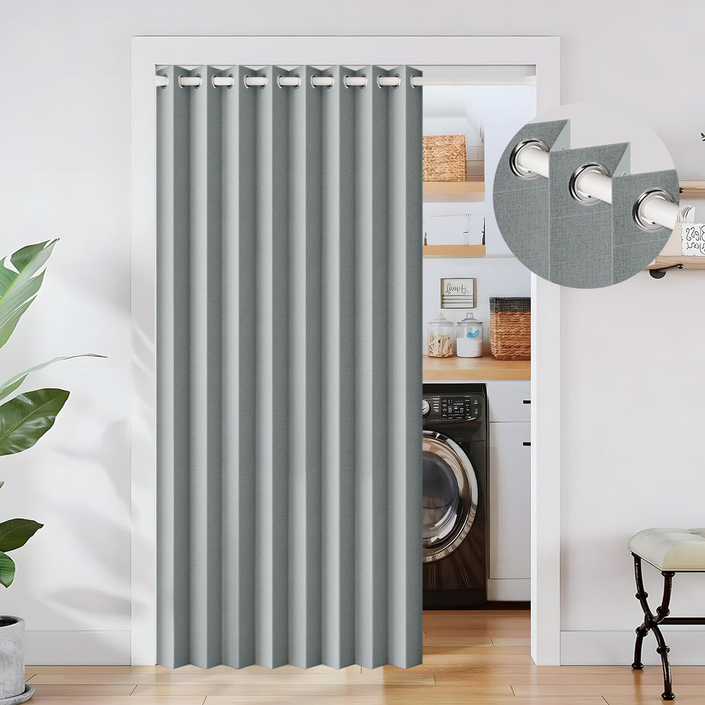 100% Blackout Magnetic Folding Door Curtain, Accordion Style Door Curtain for Doorways Privacy, 1 Panel, W52 x L78