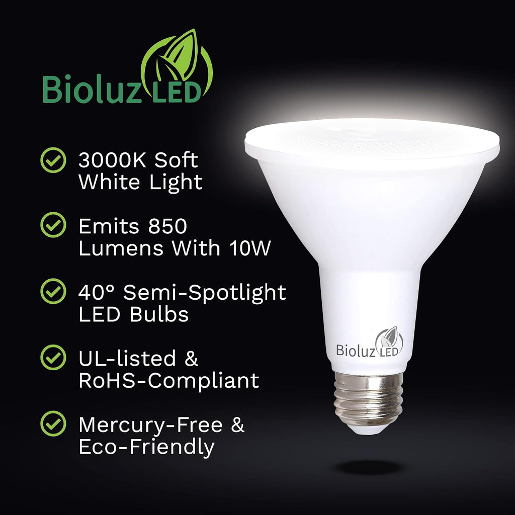 4 Pack PAR30 LED Bulb, 12w Dimmable Flood Light Bulb, 100w Halogen Bulb Replacement, 850 Lumen 3000K Indoor/Outdoor