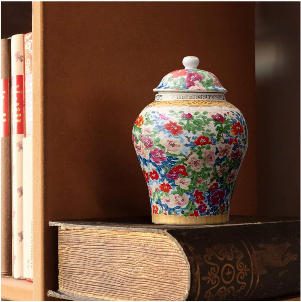 8 inches Ginger Jar with Lid Chinese Decorative Ceramic Tea Storage