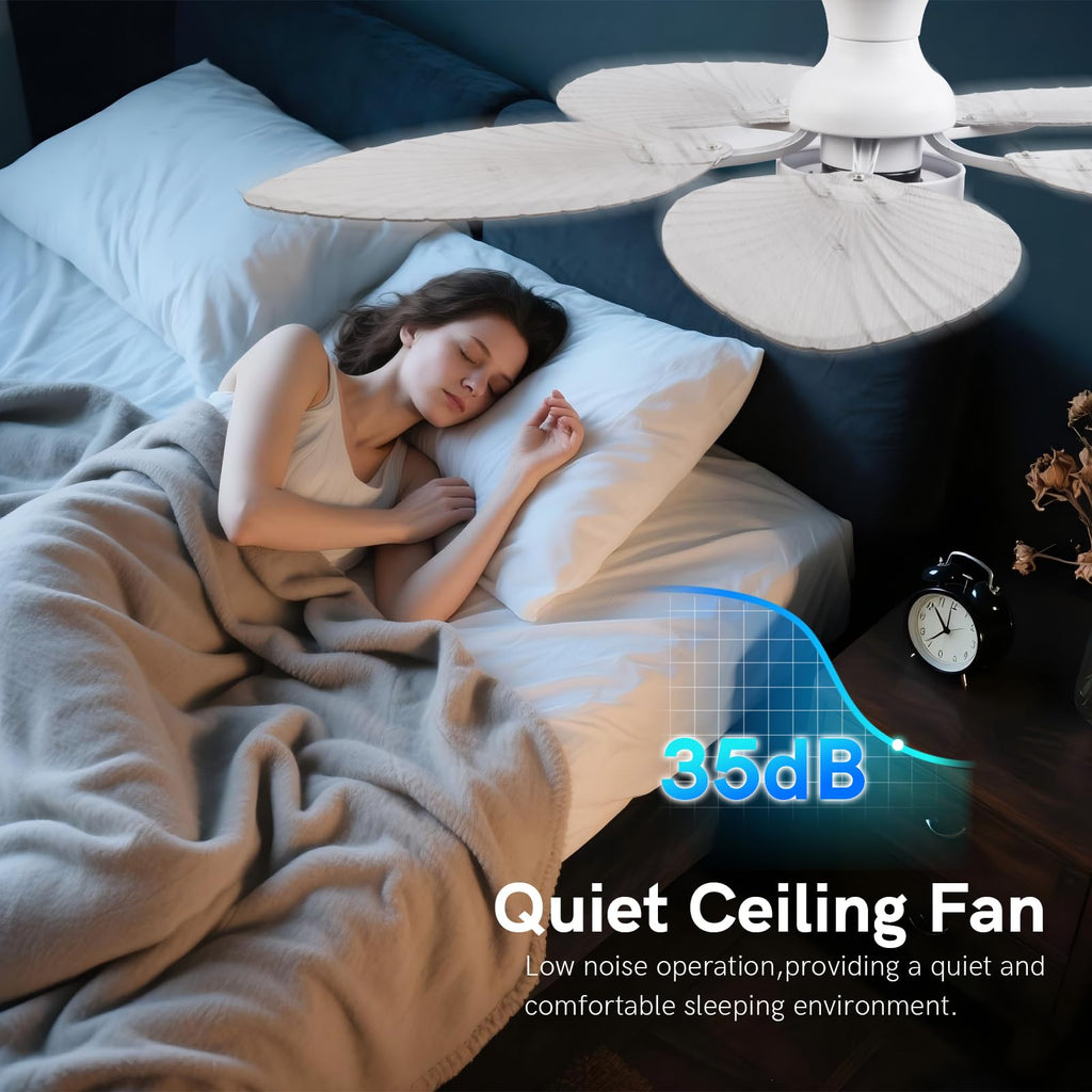 52inch Tropical Palm Leaf Ceiling Fans with Lights and Remote, Outdoor, White