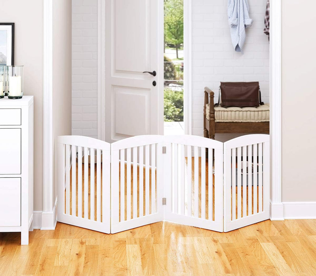 Wooden Freestanding Foldable Pet Gate for Dog, 24" H Dog Gate Indoor