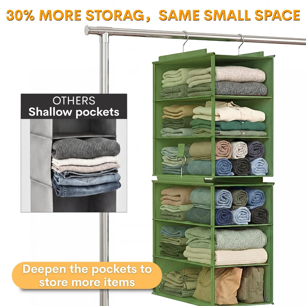 Extra Deep Hanging Closet Organizers and Storage, 2 Pack 3-Shelf