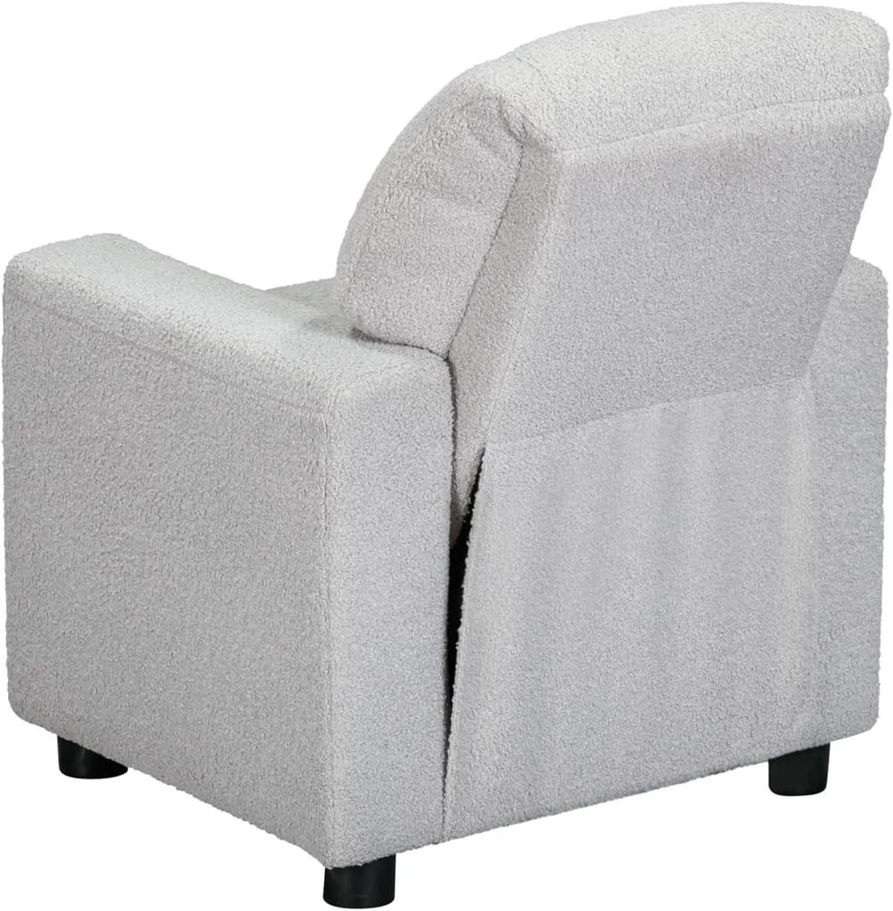 Chase Kids Recliner Chair with Cup Holder and Footrest, Soft Upholstered Toddler Push-Back Recliner with Padded