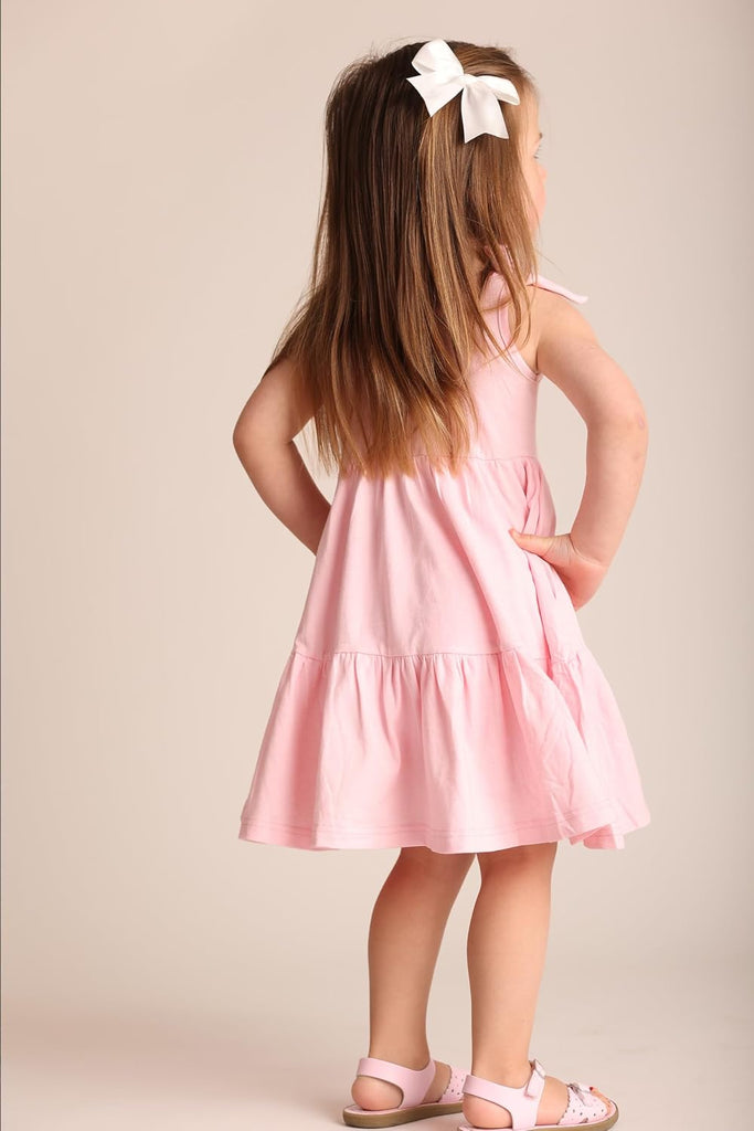 Toddler Girl Summer Dress Little Girls Casual Beach Party Bowknot Sling Sundress with Pocket