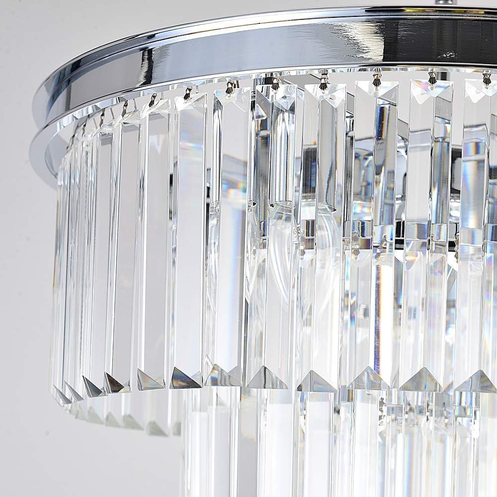 Inspired Odeon Style 4-Light Chrome Crystal 3-Tier Modern Chandelier - A107-B07G3SQD88