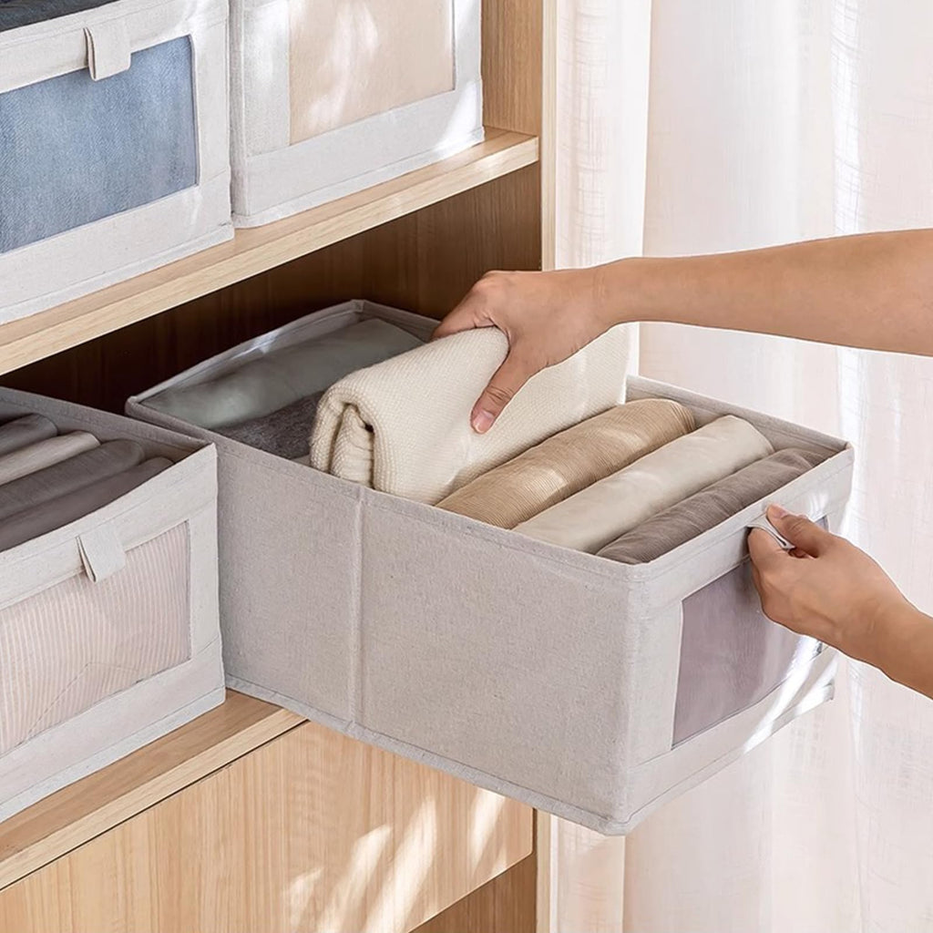 12 Pack Bins Linen Closet Baskets for Closet Organization Foldable Closet Organizer Bins with Clear Window For