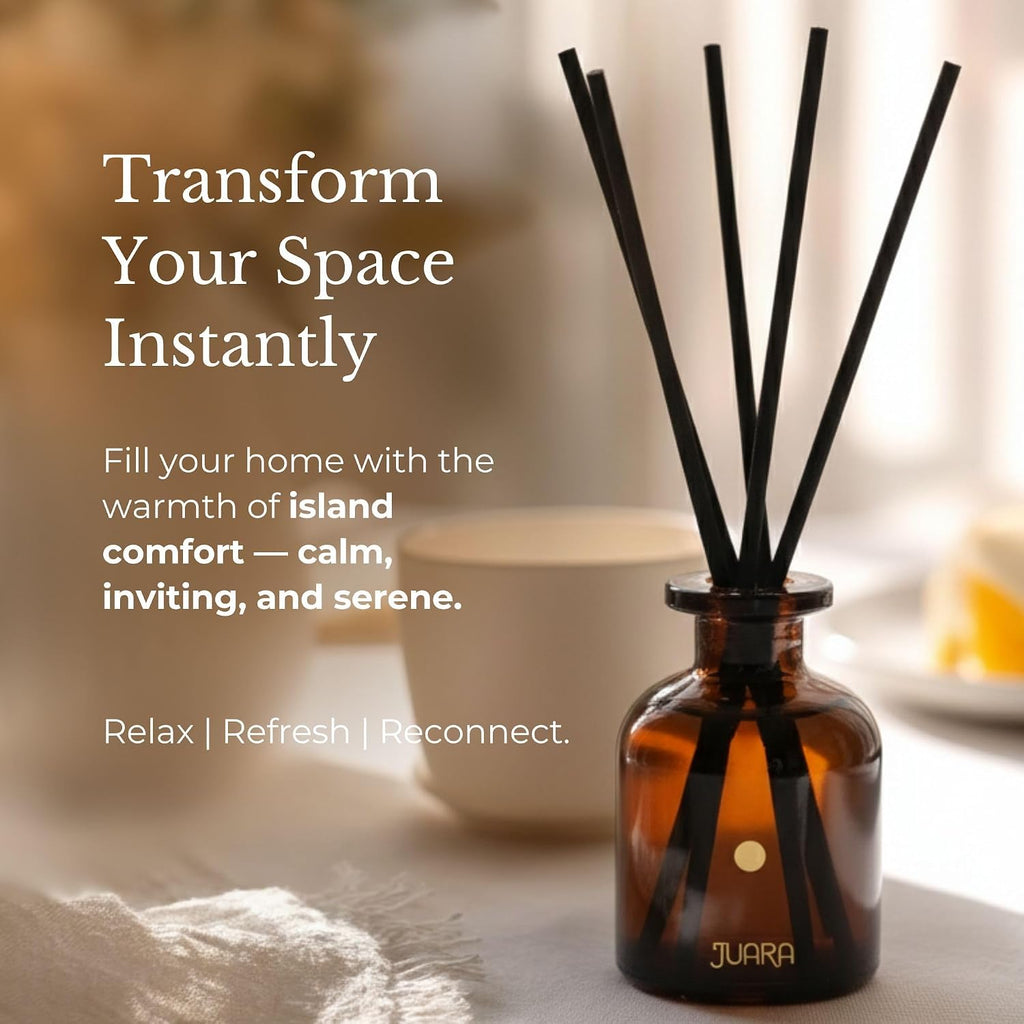 Candlenut Reed Diffuser Set 90ml - Indonesian Home Fragrance with Natural Reed Sticks - Long-Lasting Room Scent, 3 oz - Set of 3
