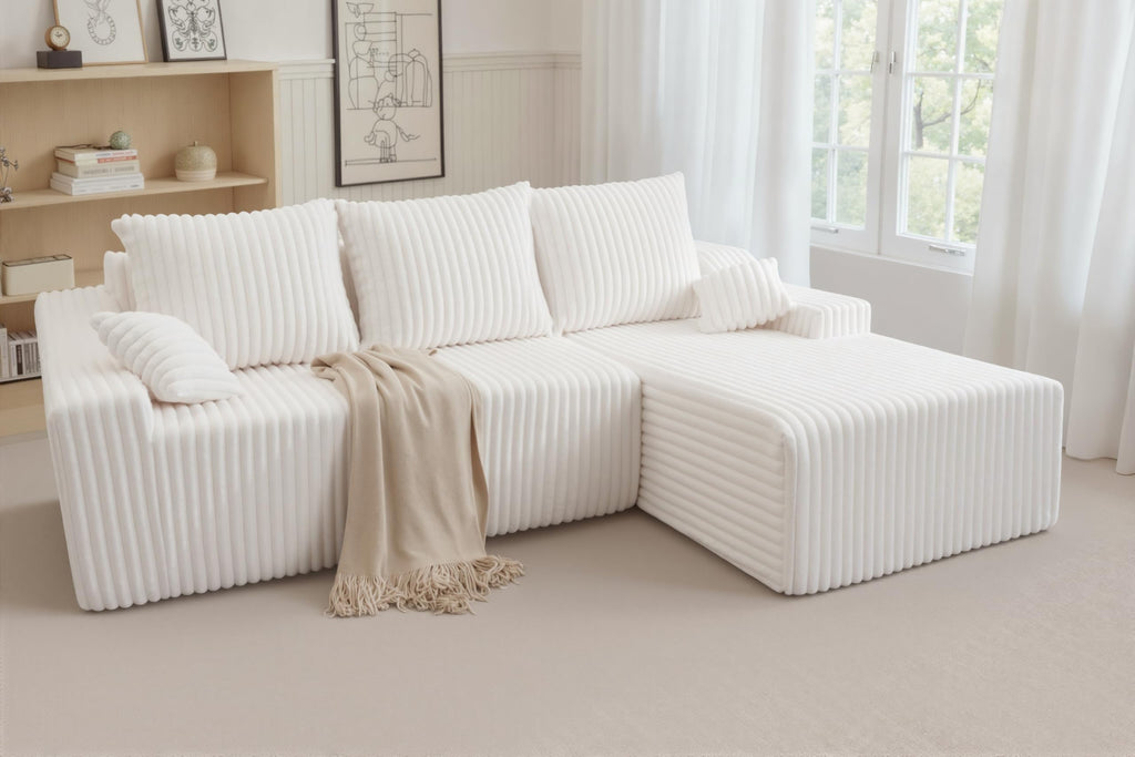 94'' Cloud Sectional Couch, Boneless Sofa with Deep Seat, Modular Comfy L-Shape Couch with Chaise Bedroom, No