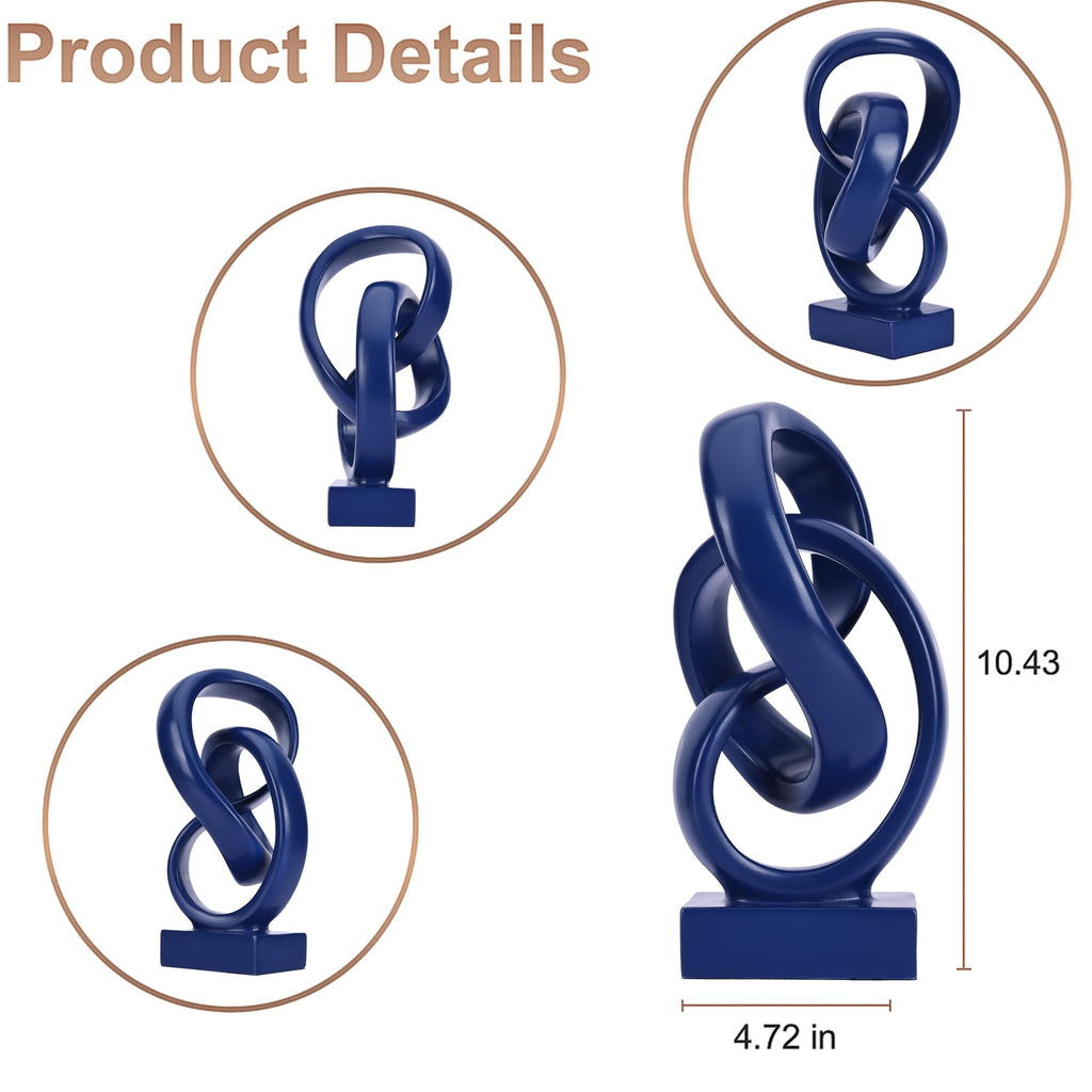 Modern Abstract Knot Sculpture, Artistic Mobius Inspired Resin Decor, Elegant Home and Office Decor, (Blue)