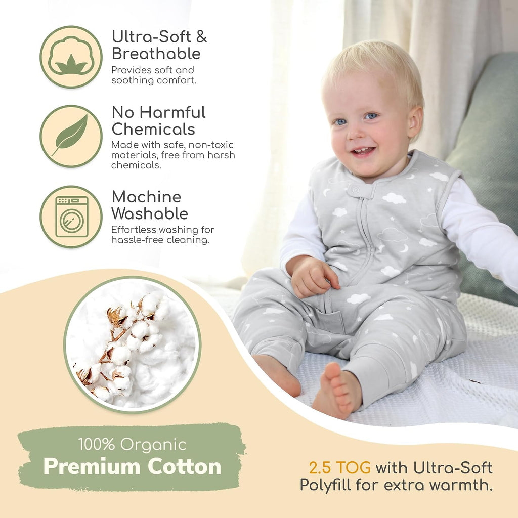 2.5 TOG Toddler Sleep Sack with Feet, Walker Winter Wearable Blanket Pack