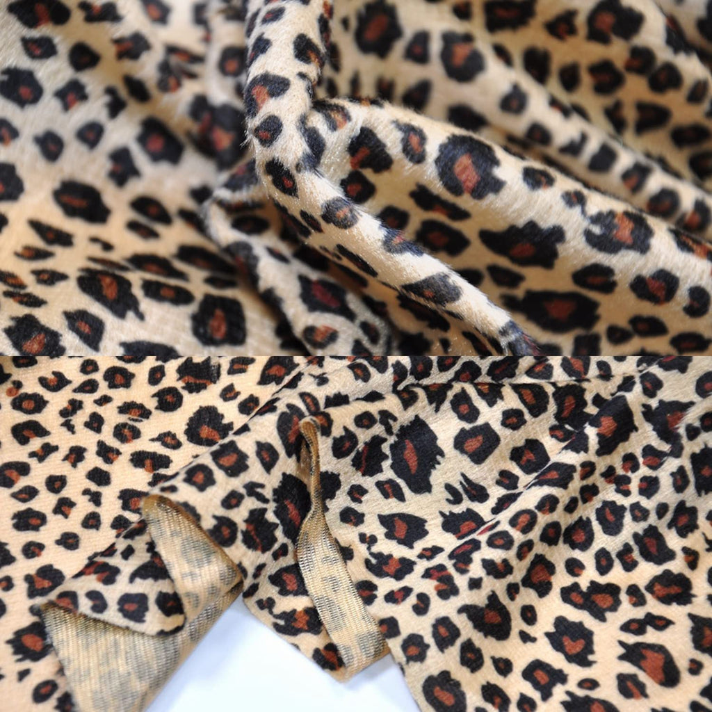 59" Wide Leopard Print Velboa Short Fur Pile Upholstery Drapery Clothing Polyester Fabric by Two Yards (Leopard 2Y)
