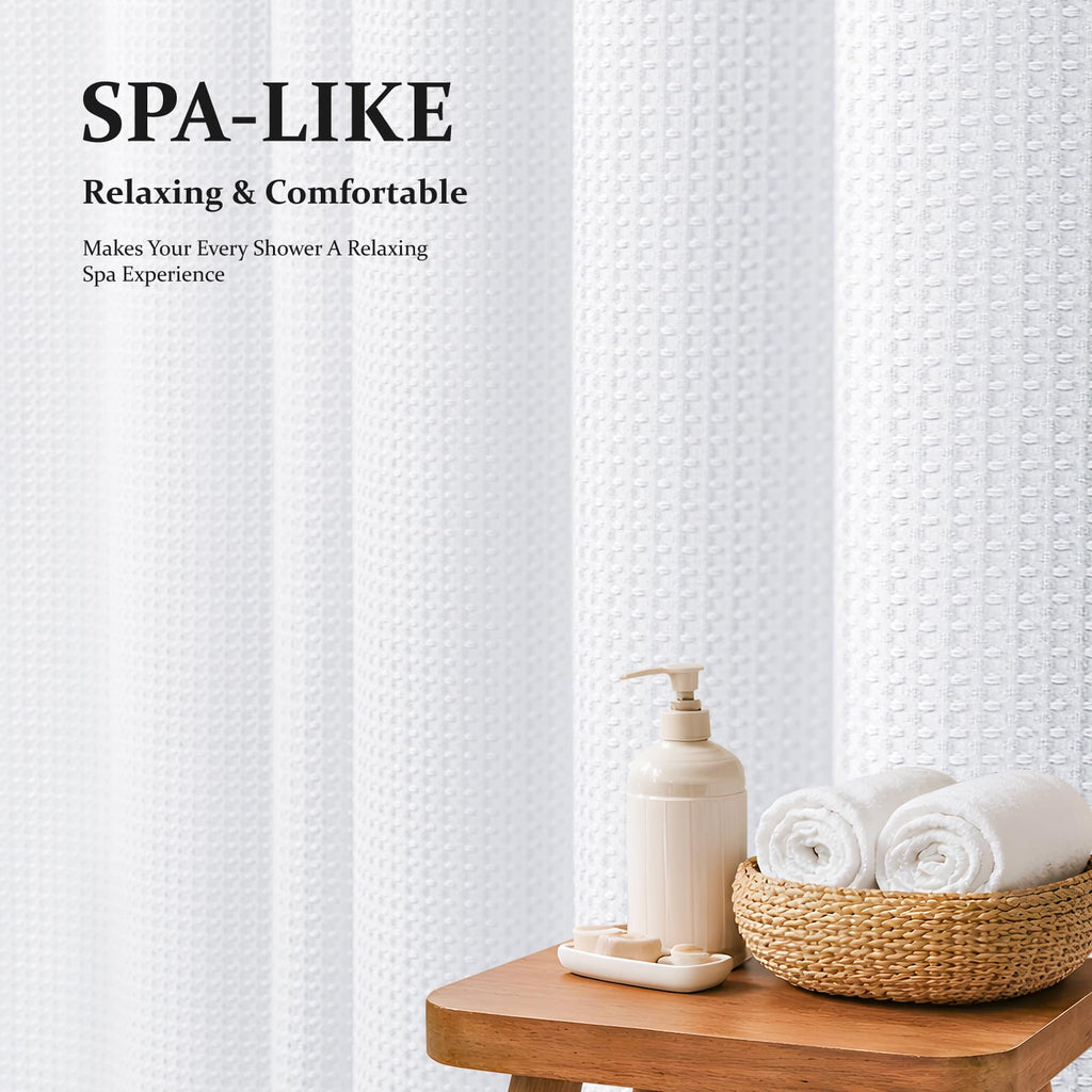 Extra Long Waffle Shower Curtain 256 GSM Fabric 72x90 White