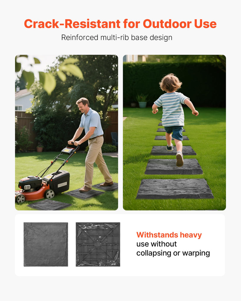 Garden Stepping Stones, 8Pcs 15.5 x 15.5 in, Decorative Stepping Stones with Stakes, Weather-Resistant Plastic