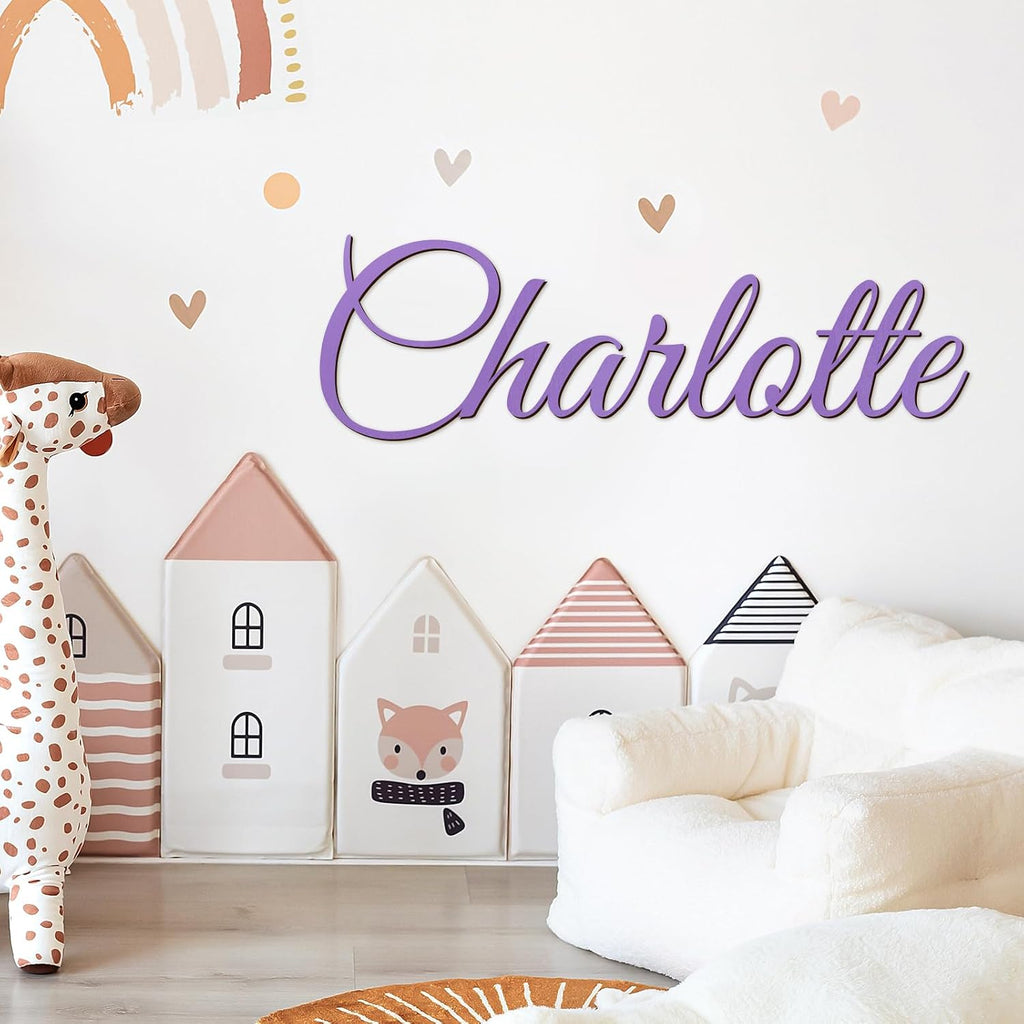 Wood Baby Name Sign - Personalized Nursery Wall Decor, 5 colors, 8 fonts, multiple sizes | Solid wood | Easy tape