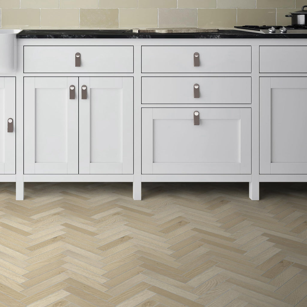 12-Pack Peel & Stick Floor Tile, Herringbone Natural Oak