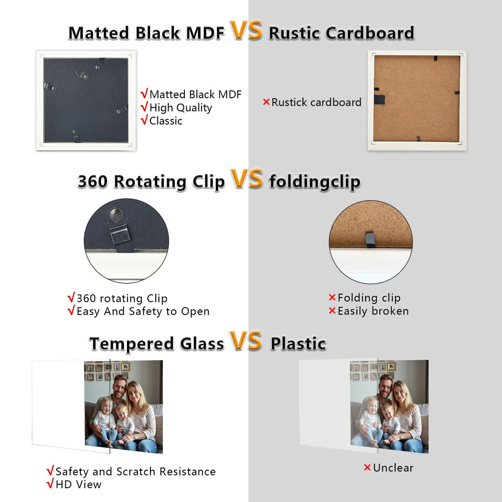 5x5 Double Hinged Picture Frame with Real Glass