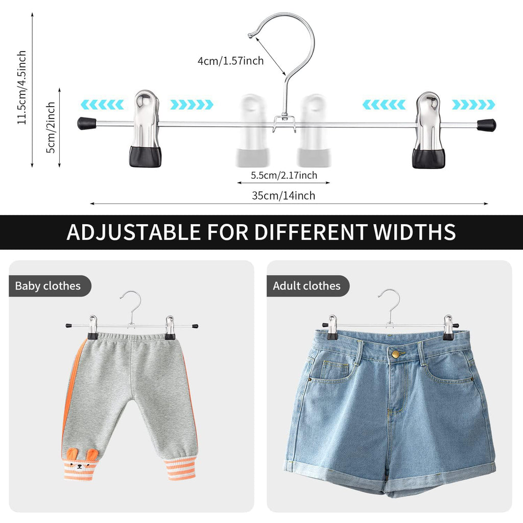 30 Pack Pants Hangers with Clips Skirt Hangers for Women Shorts Hangers Heavy Duty Metal Clothes Hanger for Closet