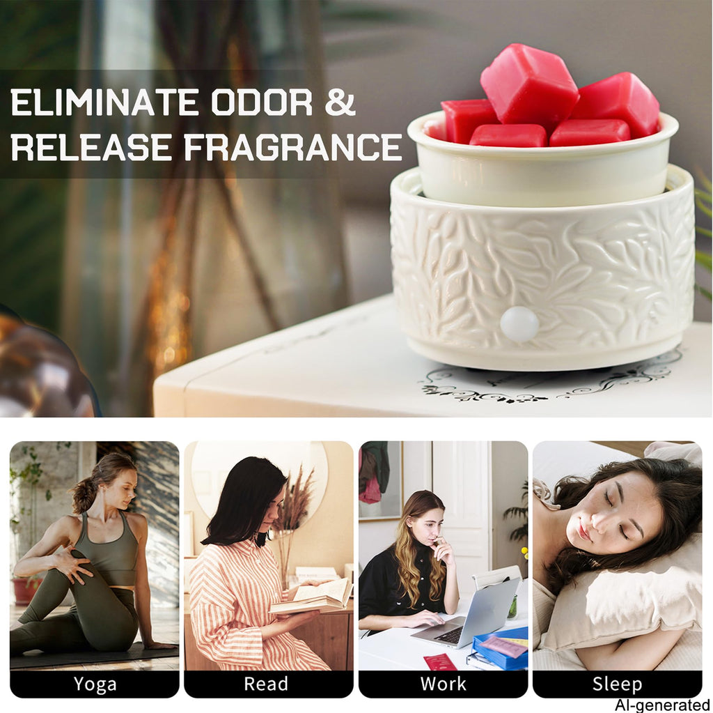 Ceramic Wax Melt Warmer for Scented Wax Electric Wax Burner-White