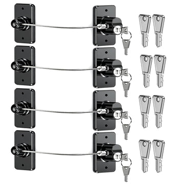 4 Pack Refrigerator Locks with 8 Keys and Adhesive, Child Safety Fridge Lock for Drawers Cabinets Desks Window