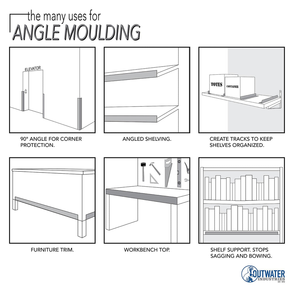 Plastics 1921-Bk Black 1'' X 2'' X 3/64''(.047'') Styrene Angle Plastic Angle Moulding 36 Inch Lengths (Pack of 4)