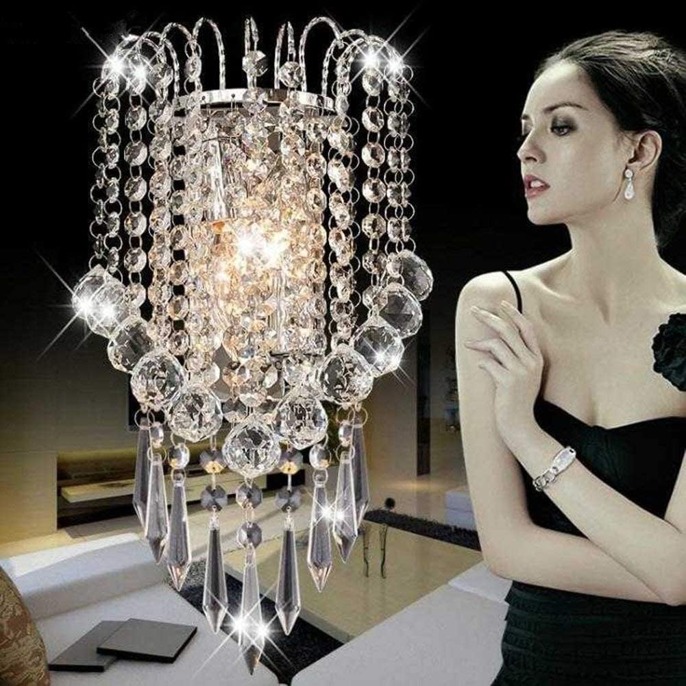 Crystal Wall Light with Crystal Balls Drops Decorative Chrome Modern Besides Wall Lamp Sconce E12*2 Lights for Home