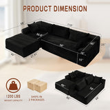 110" L-Shaped Modular Sectional Sofa with Chaise, Boneless Comfy Corduroy Fluffy Couch with Deep Seat and Side Pockets
