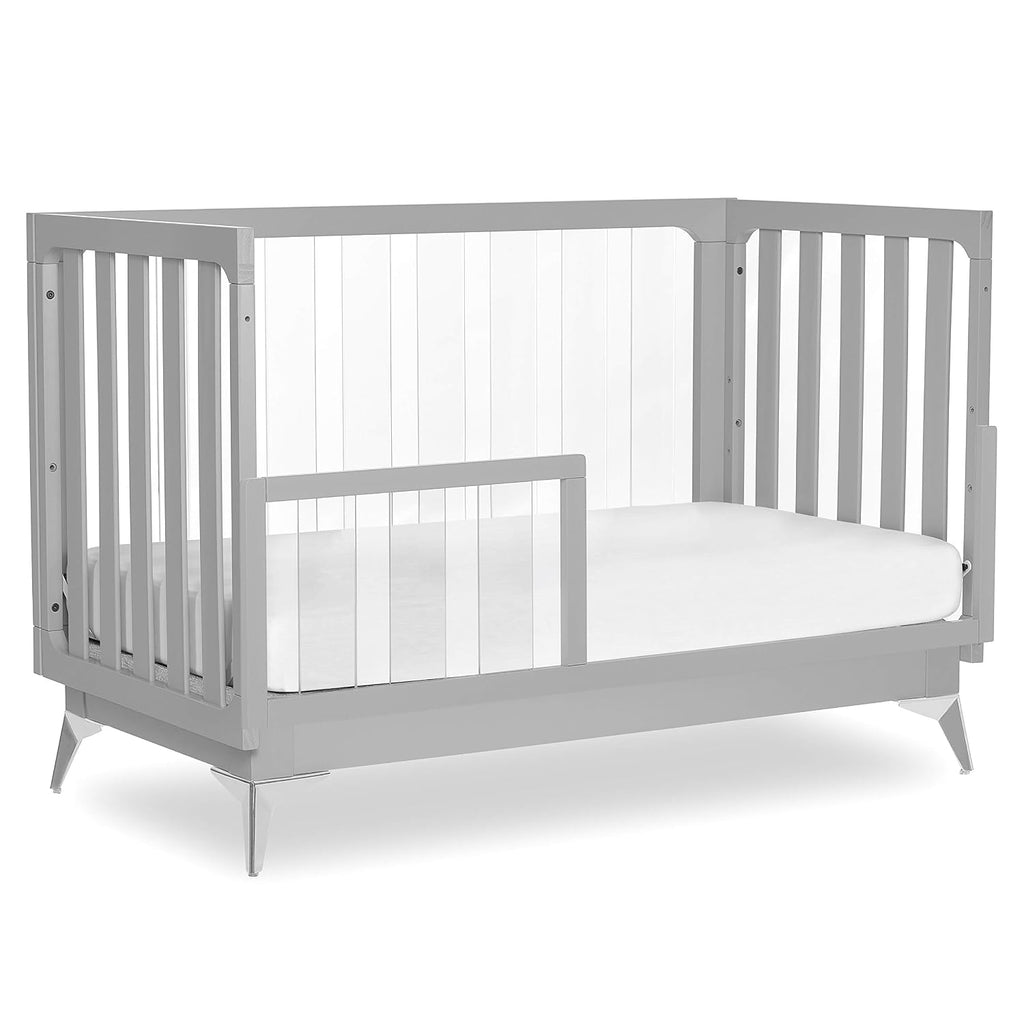 Acrylic Millennium 4 in 1 Convertible Crib Toddler Rail I Easily Coverts to Toddler Bed & I Acrylic Slats, Pebble
