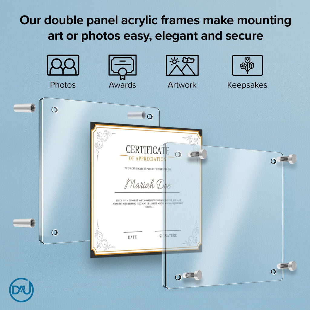 Frameless Floating Acrylic Frame 24"x30" - Clear Picture Frame for Diploma, Wall Art, Photo, & Paintings, Heavy Duty