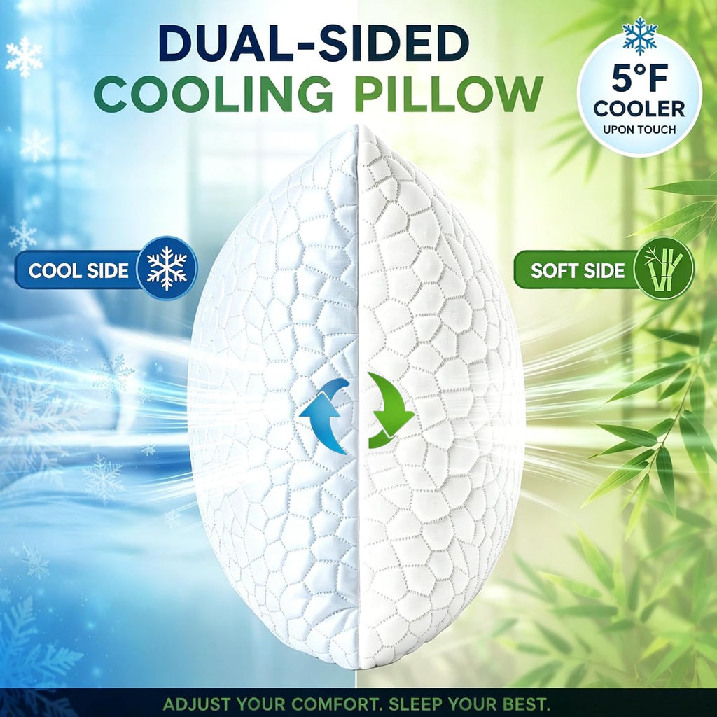 Cooling Pillow King Size 1 Pack, Adjustable Bed Pillows for Sleeping, Luxury Shredded Memory Foam Pillows, Soft Yet