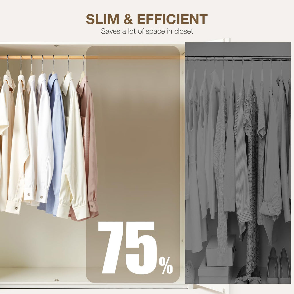 24-Pack Beige Velvet Hangers with Clips Adjustable, Adult Hangers, Outfit Hangers, Heavy-Duty, Non-Slip, Space Saving