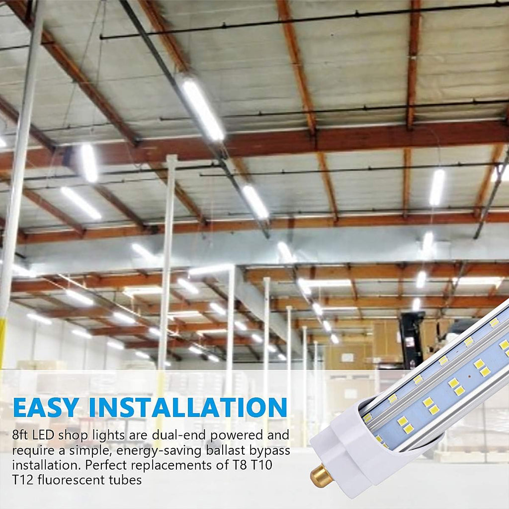 10PCS,8 FT LED Bulbs, 120W 19000lm 5000K Daylight, Super Bright, T8 T10 T12 LED Tube Lights, FA8 Single Pin LED