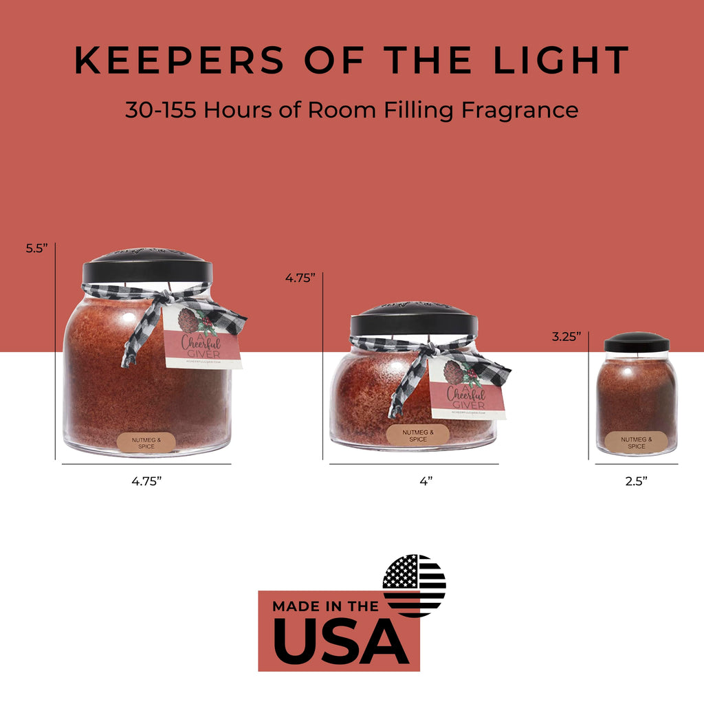 Nutmeg & Spice - 22oz Mama Scented Candle Jar with Lid - Keepers of the Light - 125 Hours of Burn Time, Gift for