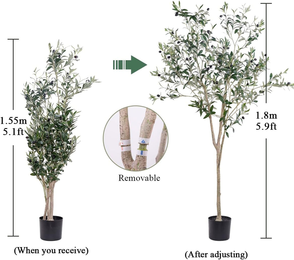 6FT Artificial Olive Tree Indoor Decor with Planter
