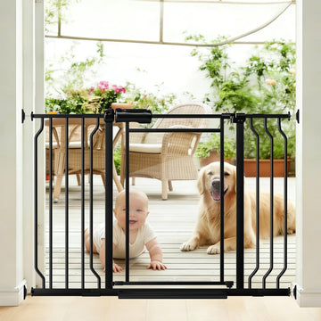 29.5-48 Inch Wide Triple Lock Clear Baby Gate Pressure Mounted