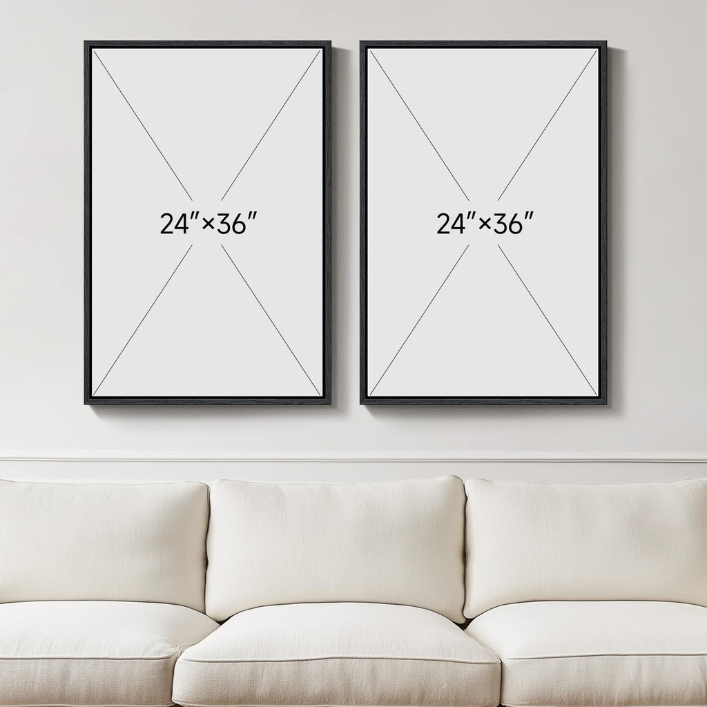 Large Framed Neutral Abstract Wall Art Set of 2, 24x36 In
