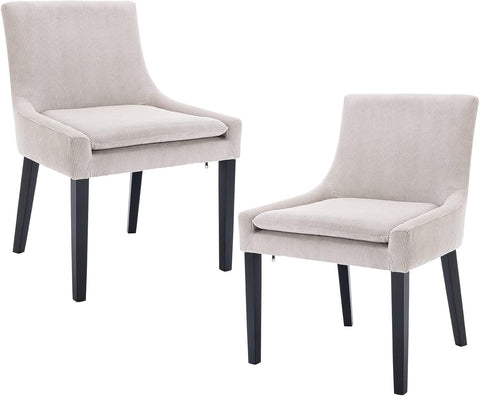 Modern Dining Chairs Set of 2, Upholstered Corduroy Accent Side Leisure Chairs with Mid Back and Wood Legs for