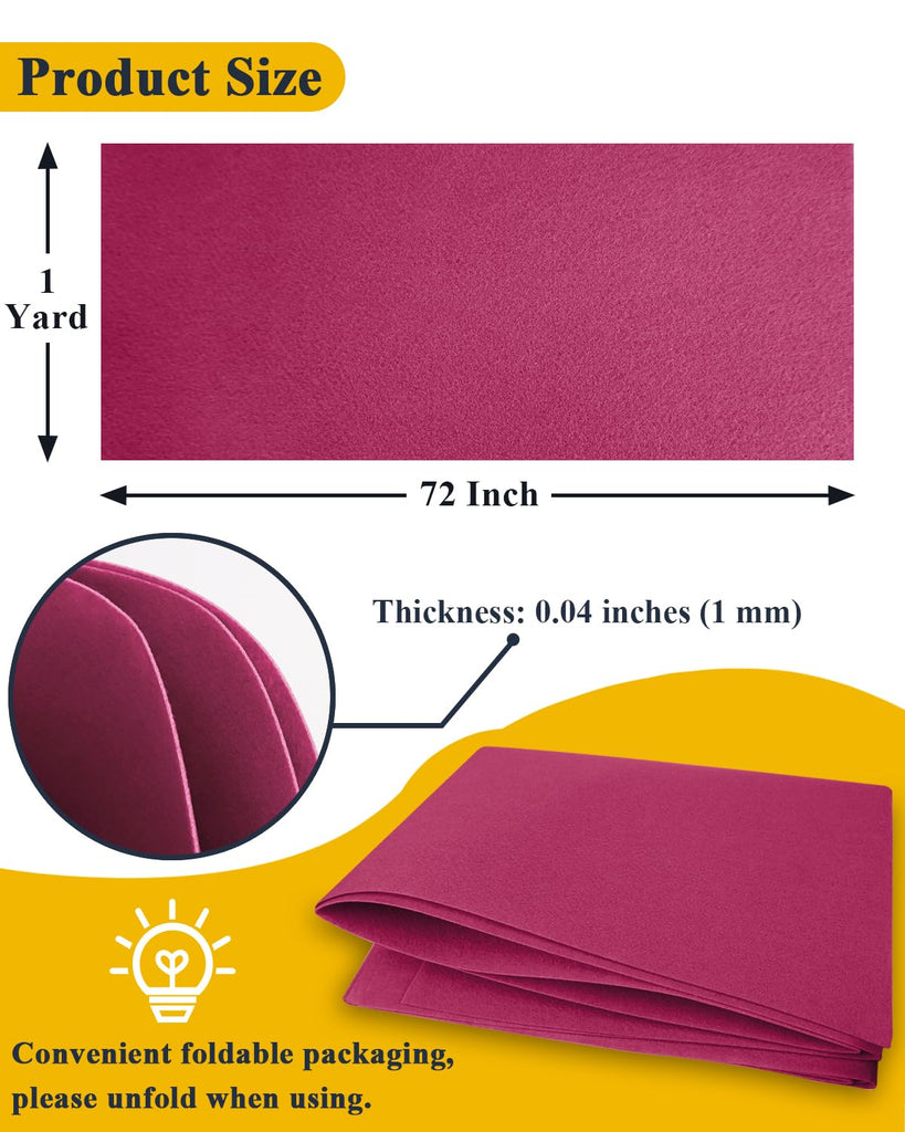 Fuchsia Felt Fabric 72" x 36", Large Stiff Craft Felt Sheet by The Yard