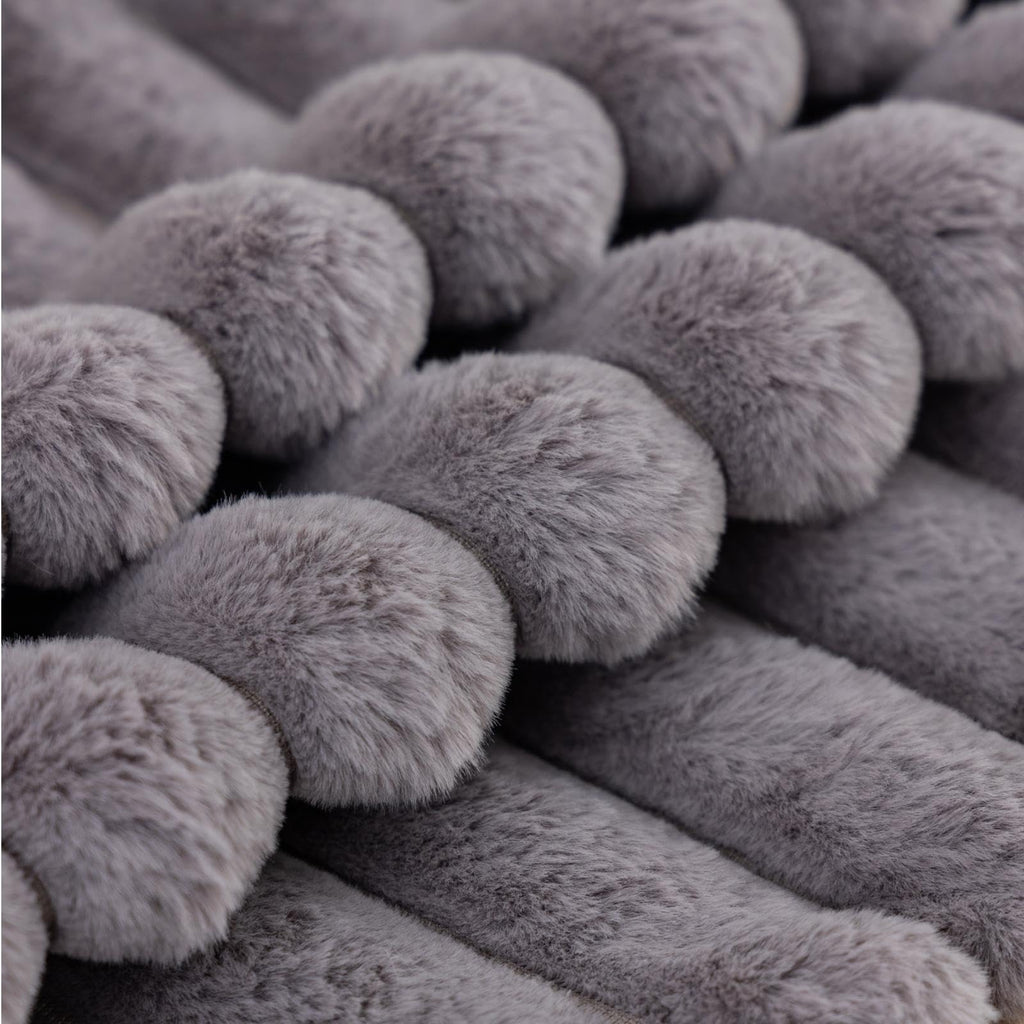 Faux Fur Decorative Throw Pillow Covers 24 x 24 Inch, Dark Grey